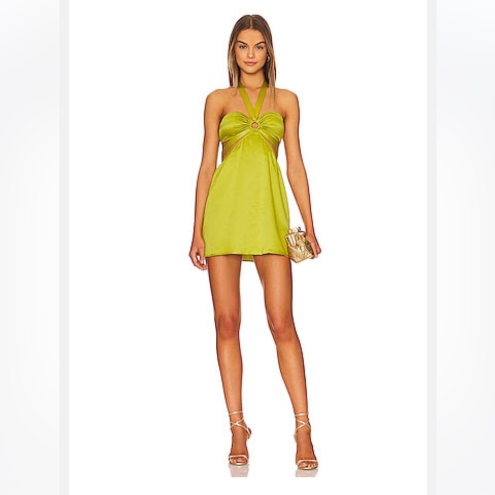Revolve Green Silk Dress with cutouts size medium